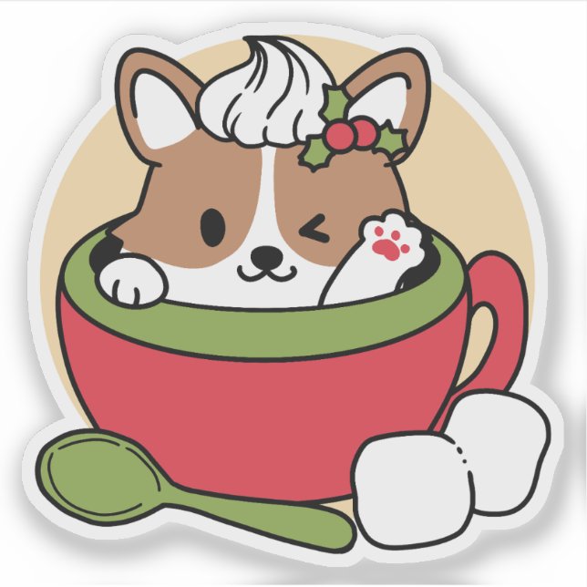 Winter Cocoa Bliss - Cute Dog in Mug Design (Front)