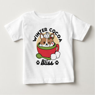 Winter Cocoa Bliss - Cute Dog in Mug Design Baby T-Shirt