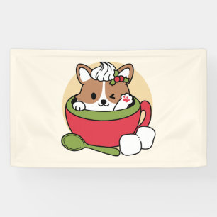 Winter Cocoa Bliss - Cute Dog in Mug Design Banner