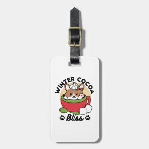 Winter Cocoa Bliss - Cute Dog in Mug Design Luggage Tag