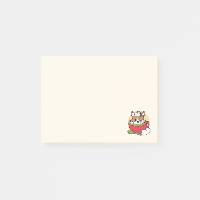 Winter Cocoa Bliss - Cute Dog in Mug Design Post-it Notes (Front)