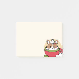 Winter Cocoa Bliss - Cute Dog in Mug Design Post-it Notes