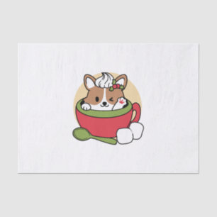 Winter Cocoa Bliss - Cute Dog in Mug Design Tissue Paper