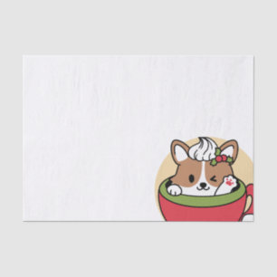 Winter Cocoa Bliss - Cute Dog in Mug Design Tissue Paper
