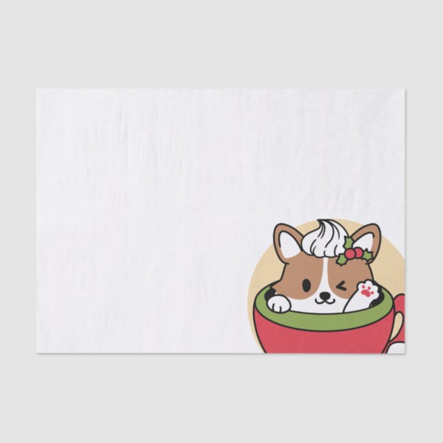 Winter Cocoa Bliss - Cute Dog in Mug Design Tissue Paper (Front)
