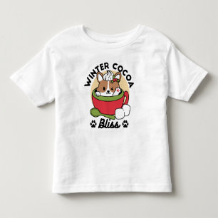 Winter Cocoa Bliss - Cute Dog in Mug Design Toddler T-shirt