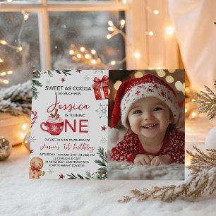 Winter Cocoa First Birthday Invite Photo