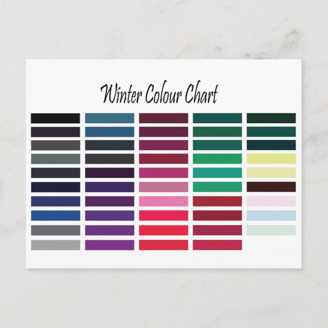 Winter Colour Chart Postcard (Front)