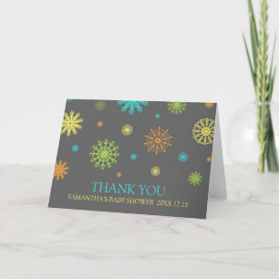 Winter Colourful Snow Baby Shower Thank You Card