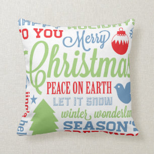 Winter Colours Christmas Subway Art Coussin