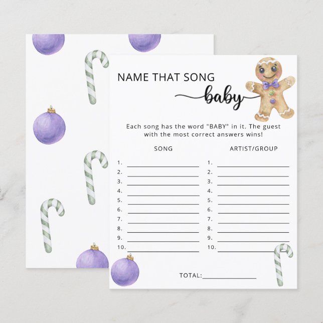 Winter cookies - name that song Baby Shower Game (Front/Back)