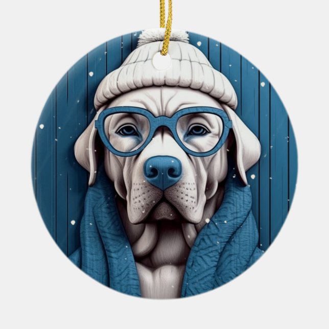 Winter Cool Dog Ornament (Front)