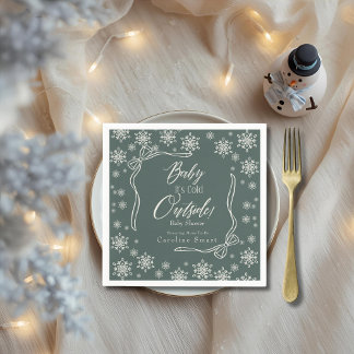 Winter Coquette green Baby it's cold Paper Napkin
