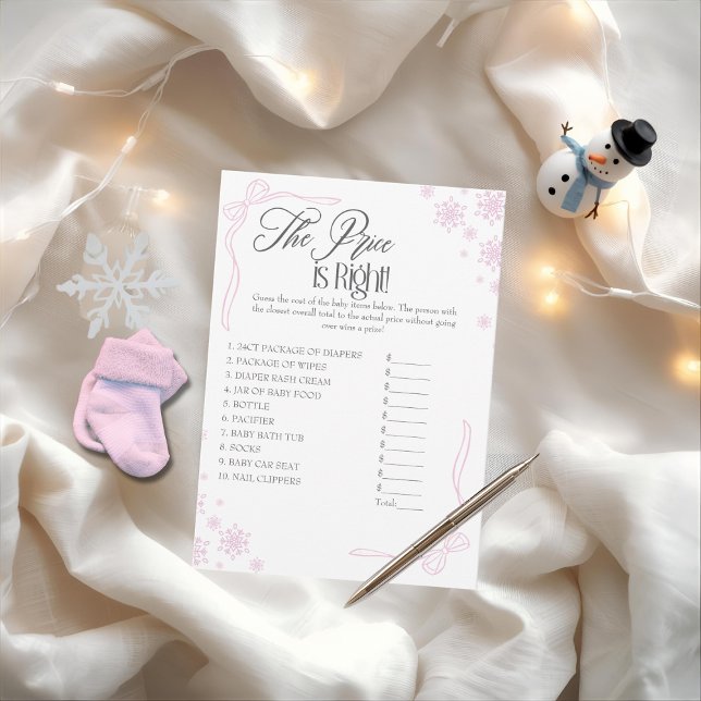 Winter Coquette Rose Prix est la bonne carte de je (Winter Coquette Pink Price is Right Game Card)