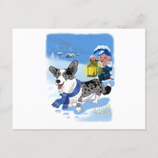 Winter Corgi Holiday Postcard