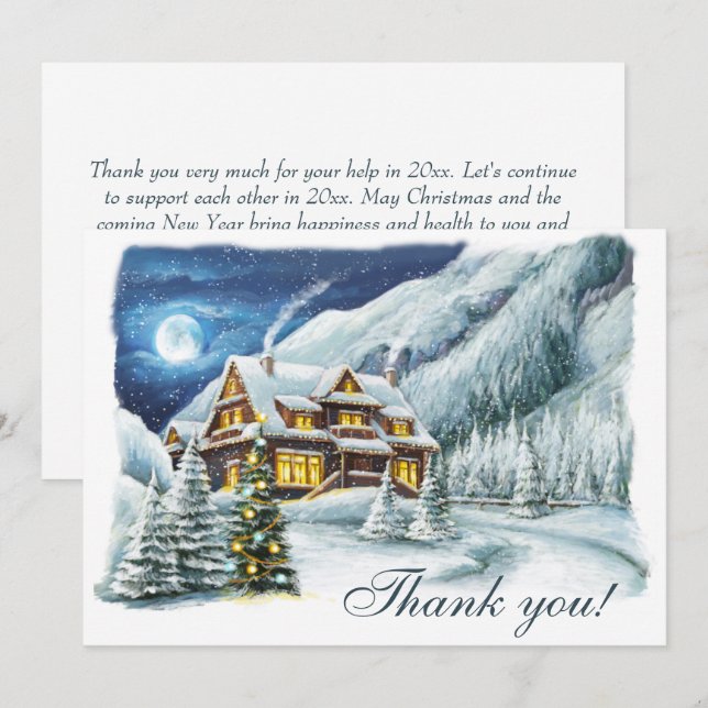 Winter Corporate Christmas Holiday Thank You Card (Front/Back)