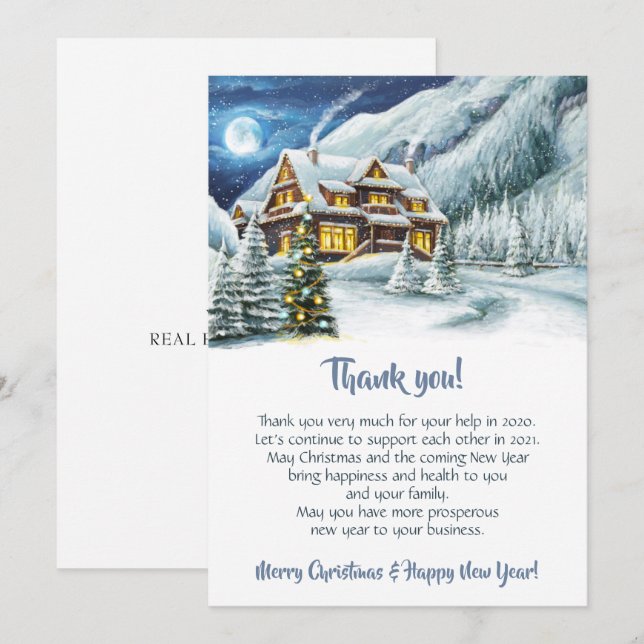 Winter Corporate Christmas Holiday Thank You Card (Front/Back)