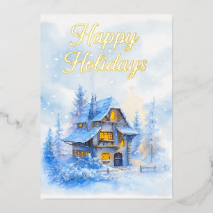 Winter Cottage Holiday Business Cozy Snowy Scene