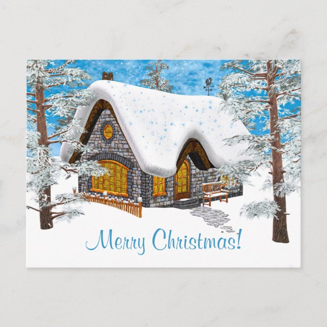 Winter Cottage Holiday Postcard (Front)
