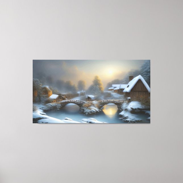 Winter Cottage Scene  Canvas Print (Front)