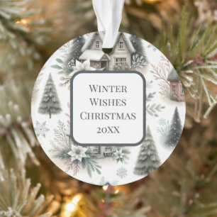 Winter Cottage Snowfall Pattern Ornament