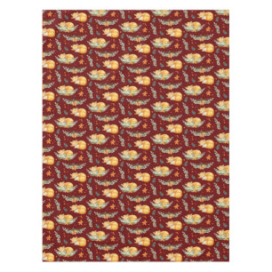 Winter Cottagecore Sleeping Fox Dark Red   Tablecloth