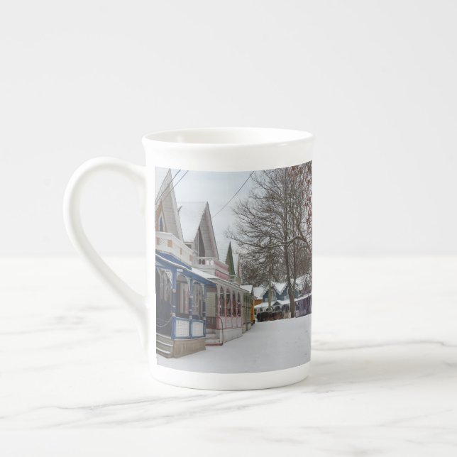 Winter Cottages - Martha's Vineyard Bone China Mug (Left)
