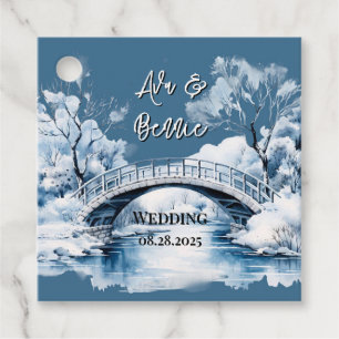 Winter Country Water Stream Bridge Wedding  Favour Tags