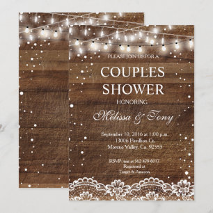 Winter Couple Douche Rustique Invitation