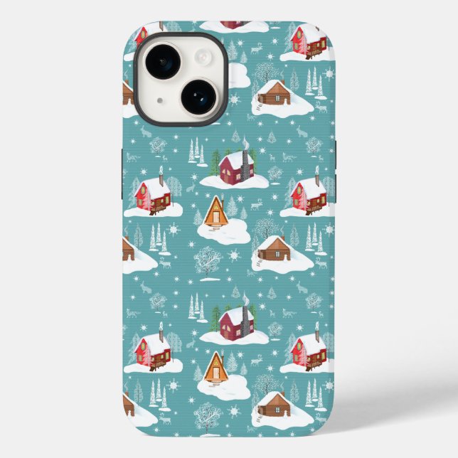 Winter Cozy Cabin Pattern Case-Mate iPhone Case (Back)