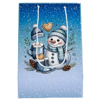 Winter Cozy Snowman Medium Gift Bag