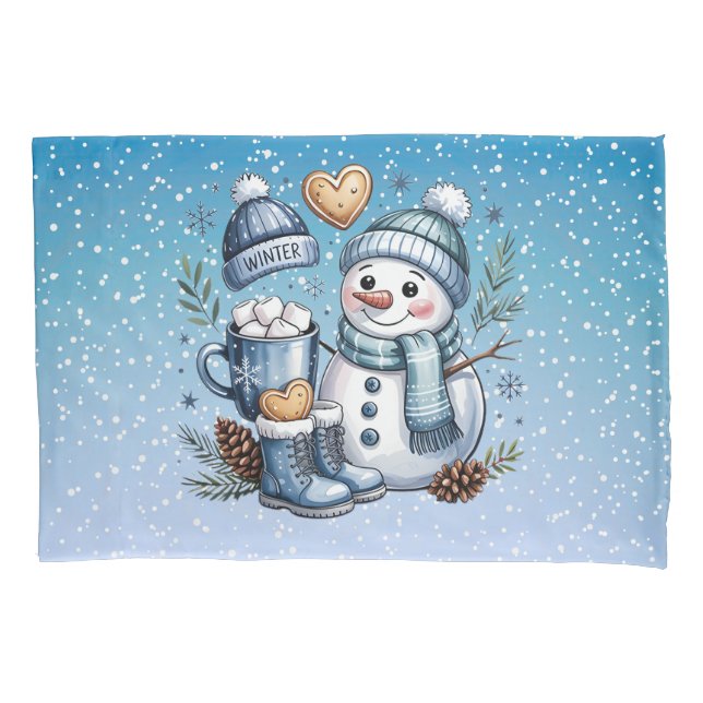 Winter Cozy Snowman Pillowcase (Front)