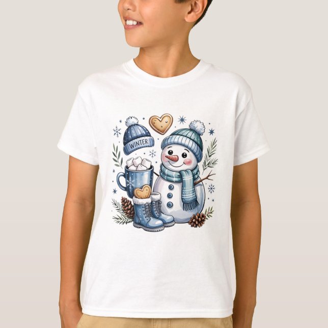 Winter Cozy Snowman  T-Shirt (Front)