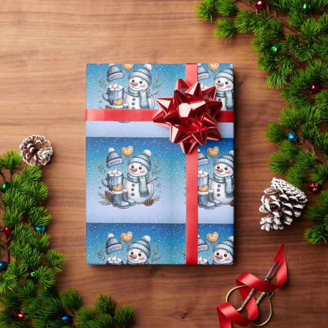 Winter Cozy Snowman Wrapping Paper (Holiday Gift)