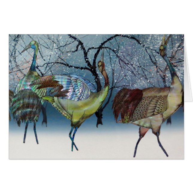 Winter crane bird illustration greeting card (Front Horizontal)