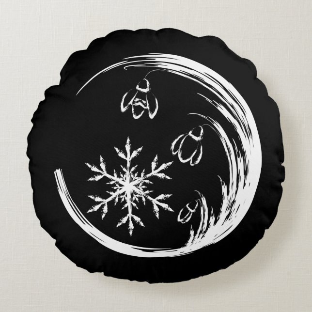 Winter Crest Round Pillow (Front)
