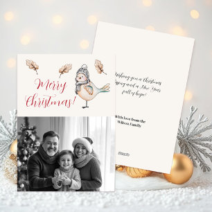 Winter Cute Sparrow Illustration Holiday Card