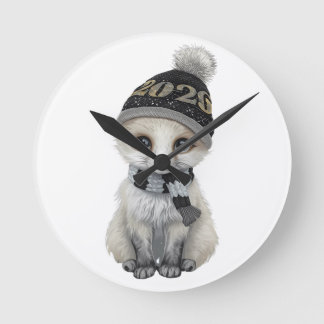 Winter Cutie 2026 Wall Clock – Cute Winter Animal 