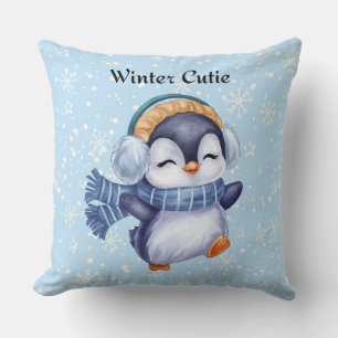 Winter Cutie   Coussin Décoratif Mignon Manchot