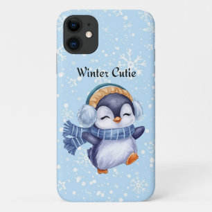 Winter Cutie Étui de téléphone Mignon Manchot