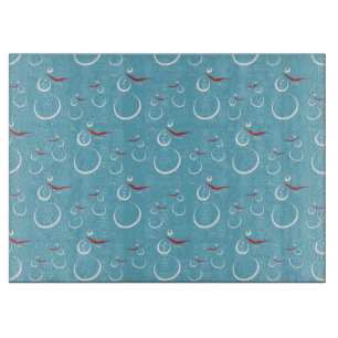 Winter Cyan Cute Snowman Family Pattern Cutting Board