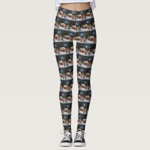 Winter Dachshund Caravan Christmas Adventure Leggings