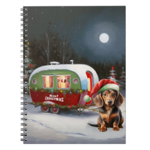Winter Dachshund Caravan Christmas Adventure Notebook