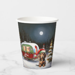 Winter Dachshund Caravan Christmas Adventure Paper Cups