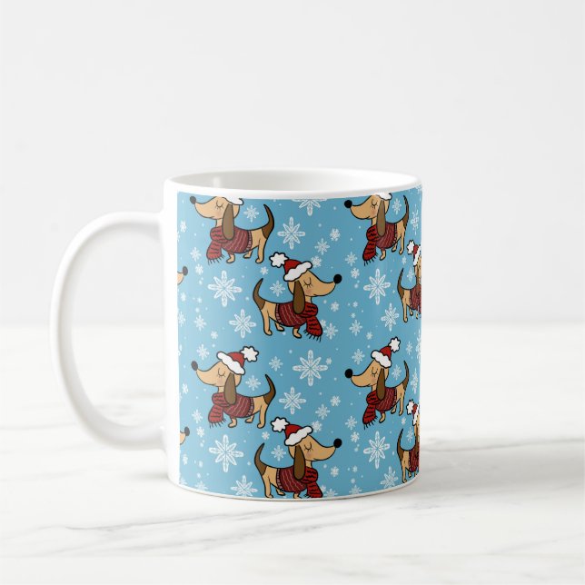 Winter Dachshund Dog Mug (Left)