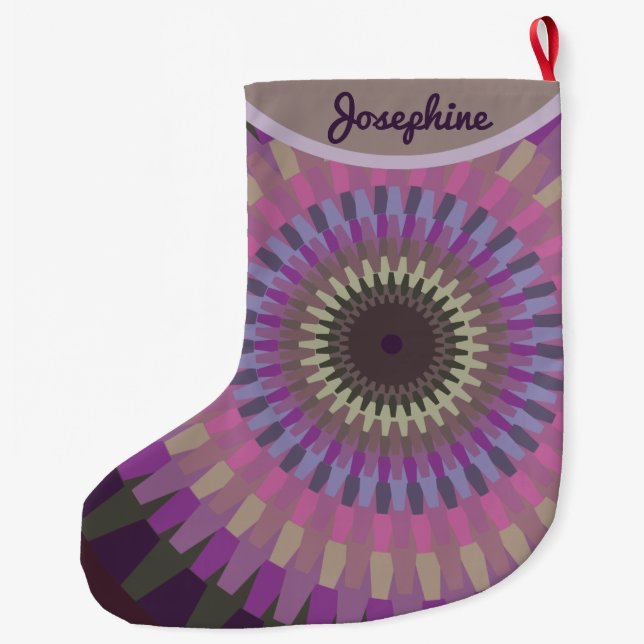 Winter Dahlia - Purple Evening Colours Personalize Large Christmas Stocking (Back)