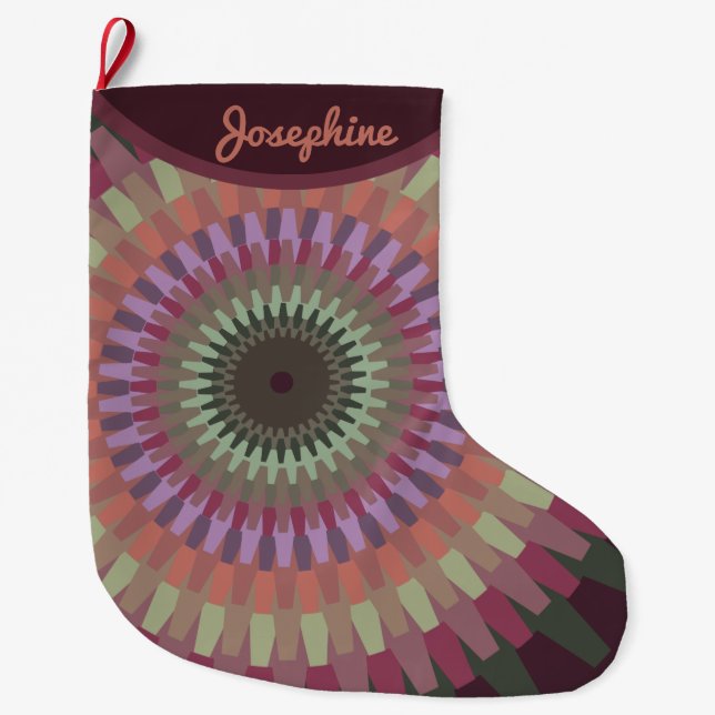 Winter Dalia in Warm Muted Colours - Personalized Large Christmas Stocking (Front)