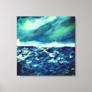 Winter Day Abstract Finger Painting Canvas Print