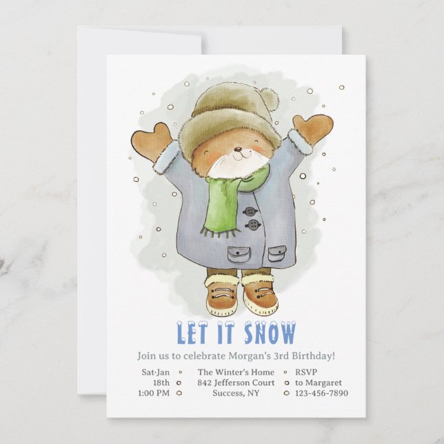 Winter Day Birthday Party Invitation (Front)