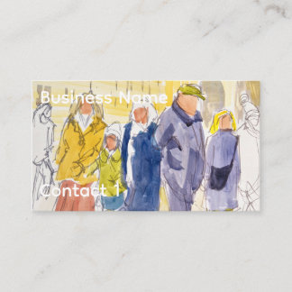 Winter Day in English City Watercolor Painting Business Card